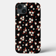 Black ditsy daisy floral print