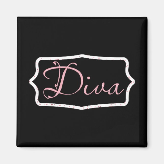 Black Diva Word Art Magnet (Front)