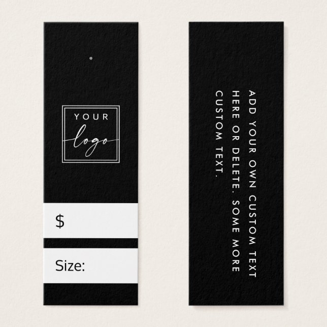 Black DIY price hang tag with custom logo (Front & Back)