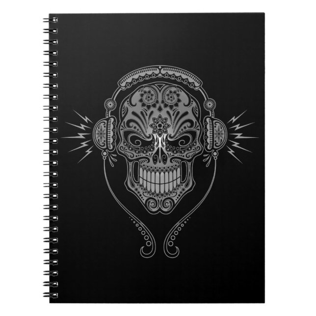 Black DJ Sugar Skull Notebook (Front)