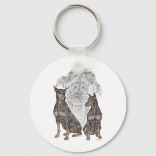 Black Doberman Dogs Keychain