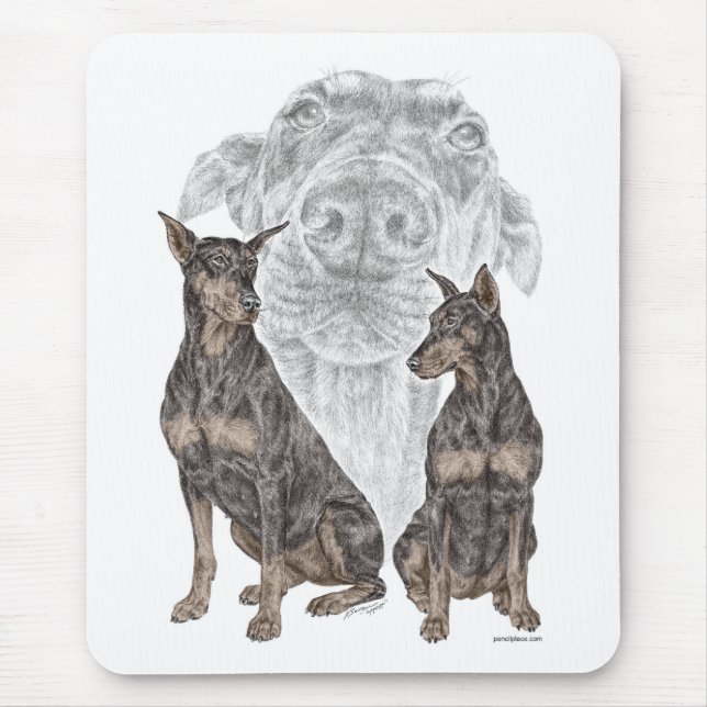 Black Doberman Dogs Mouse Pad (Front)
