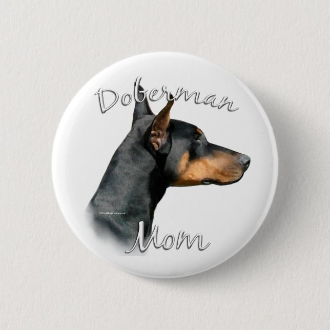 Black Doberman Mom - Button (Front)