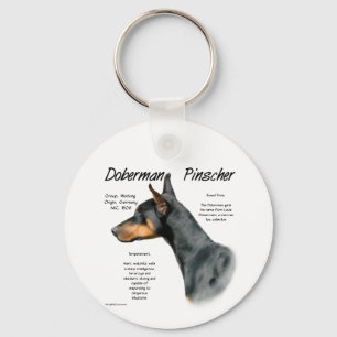 Black Doberman Pinscher History  Keychain