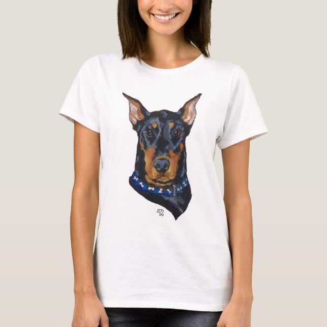 Black Doberman Pinscher T-Shirt (Front)
