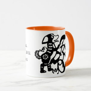 Black Dog Chinese Papercut Personality Zodiac Mug