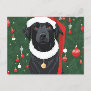 Black Dog Christmas Postcard Holiday 