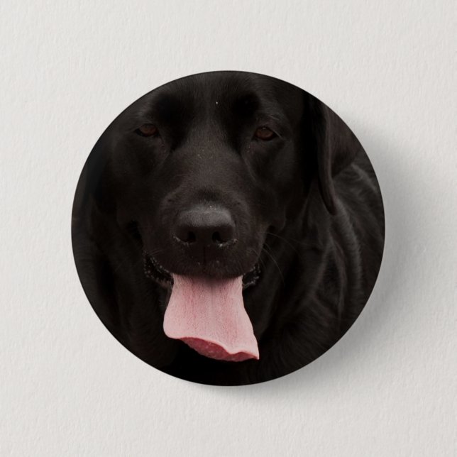 Black dog face 2 inch round button (Front)