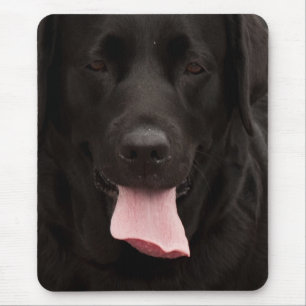 Black dog face mouse pad