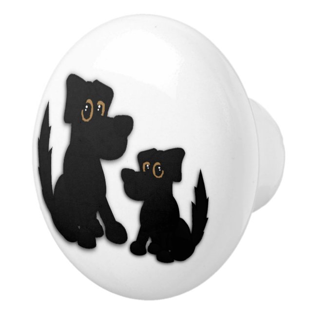 Black Dog Family Ceramic Knob (Right)