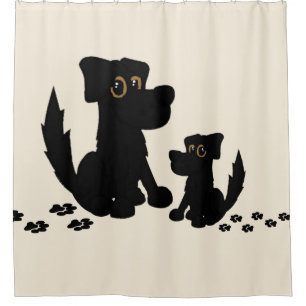Black Dog Family Shower Curtain
