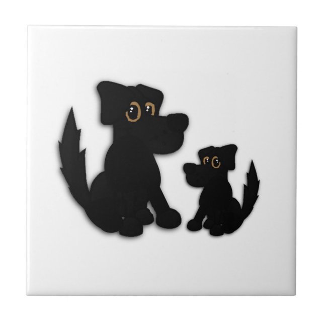 Black Dog Family Tile (Front)