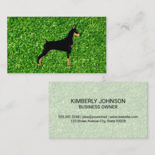 Black Dog Green Grass Background Business Card
