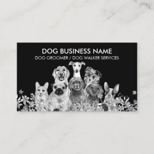 Black Dog grooming boutique pet sitter cute puppy Business Card