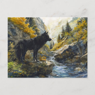 Black Dog Guardian Rosstrappe Legend Watercolor Postcard