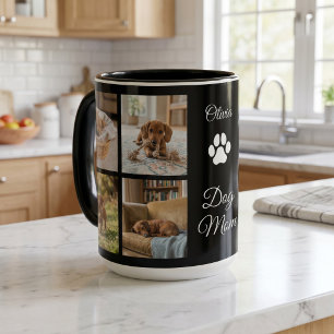 Black Dog Mom Paw Print 8 Photos Custom Mug