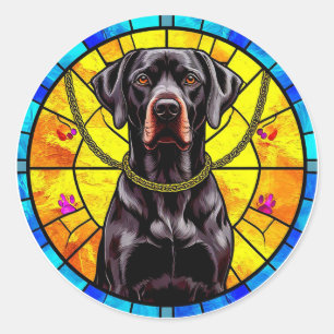 🐕 Black Dog Mosaic Art Bold Geometric Canine Desi Classic Round Sticker