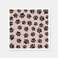Black Dog Paw Pattern On Rose Gold