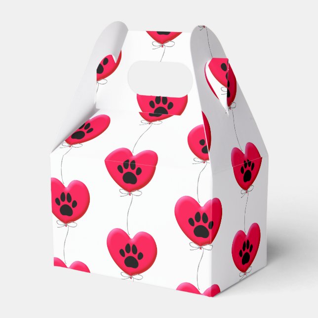 Black Dog Paw Red Balloon Custom Favor Box (Front Side)