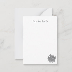 Black Dog Paw Watercolor Personalized Stationery  Card