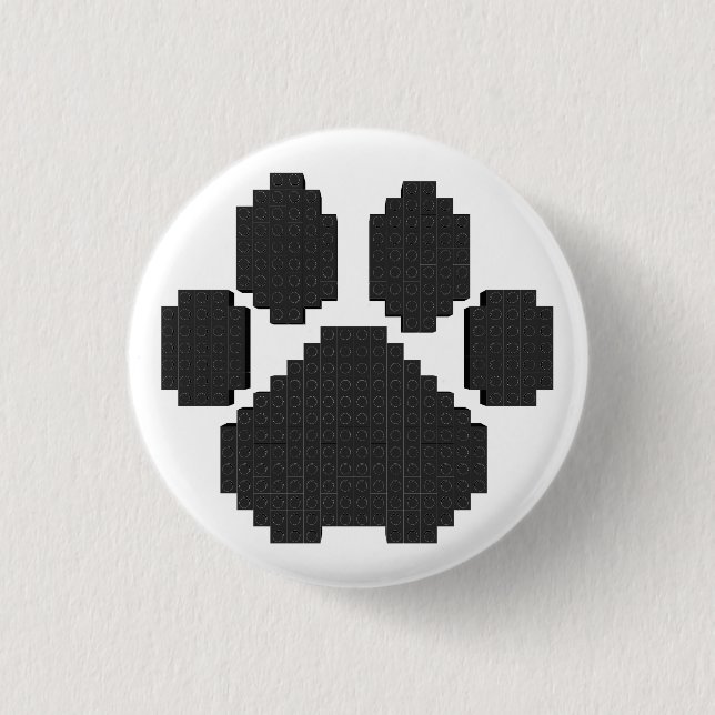 Black Dog Pawprint Building Blocks 1 Inch Round Button (Front)