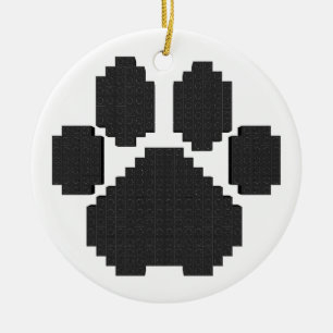 Black Dog Pawprint Building Blocks Ceramic Ornament
