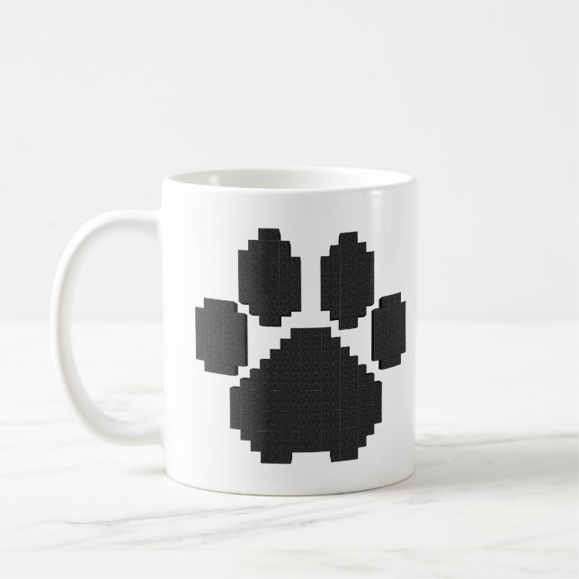 Black Dog Pawprint Building Blocks Coffee Mug (Left)