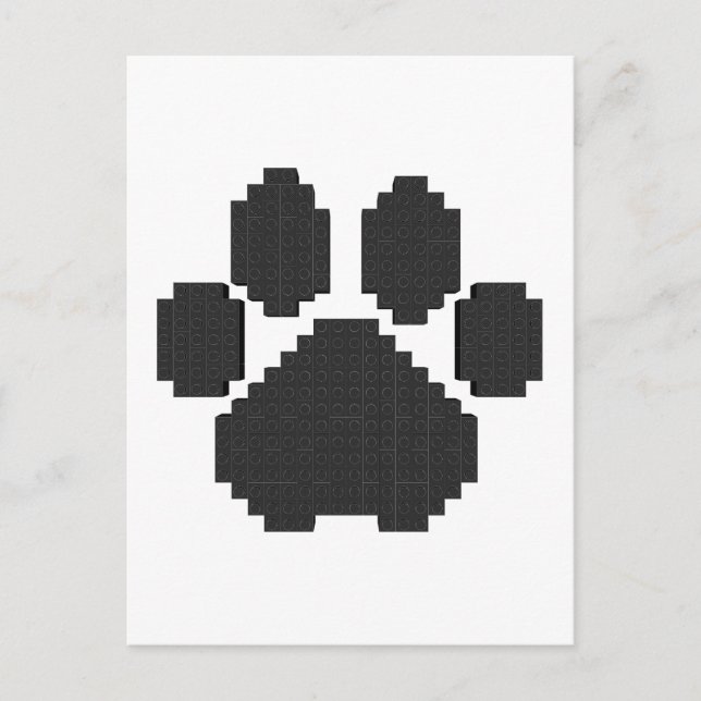 Black Dog Pawprint Building Blocks Postcard (Front)