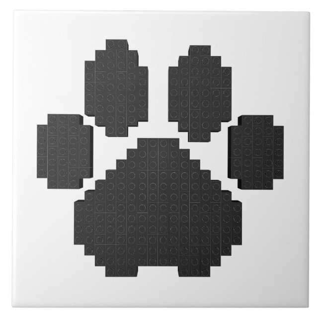 Black Dog Pawprint Building Blocks Tile (Front)