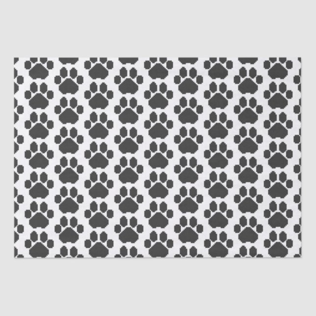 Black Dog Pawprint Building Blocks Tissue Paper (Front)