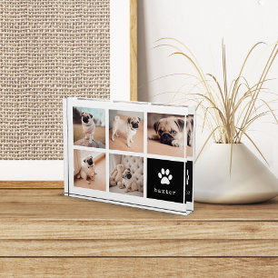 Black   Dog Pawprint Collage Photo Block