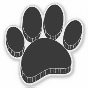 Black Dog Pawprint Hand Drawn Custom