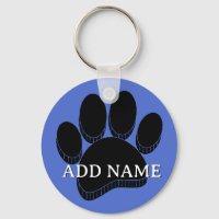 Black Dog Pawprint Hand Drawn Custom Name Blue