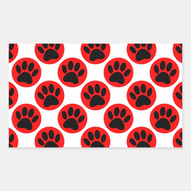 Black Dog Paws In Red Polka Dots Sticker (Front)