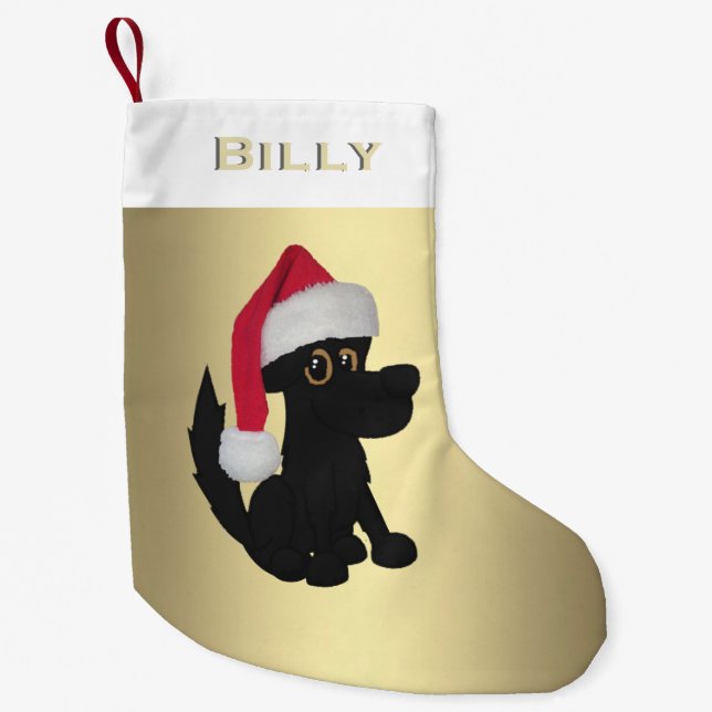 Black Dog Personalized Small Christmas Stocking (Front)