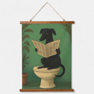 Black Dog Reading Newspaper Wall Art