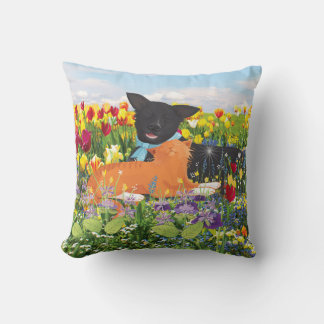 Black Dog, Red Cat Throw Pillow