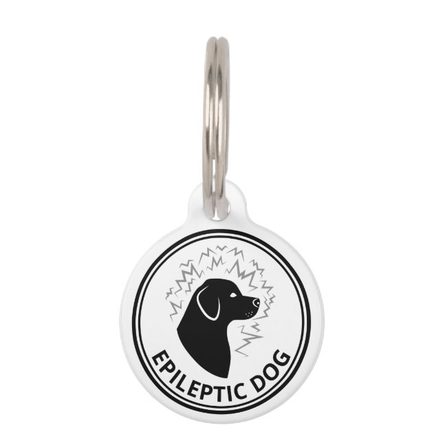 Black Dog Silhouette Epileptic Dog Alert Pet Tag (Front)