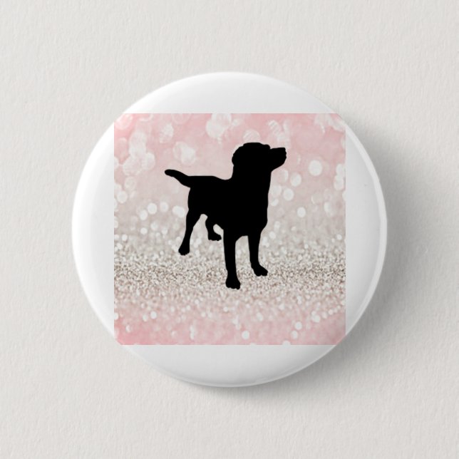 Black Dog Sparkle 2 Inch Round Button (Front)
