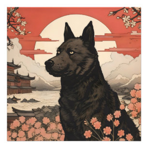 Black Dog Ukiyo-e Photo Print