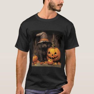 Black Dog Witch Hat Halloween T-Shirt