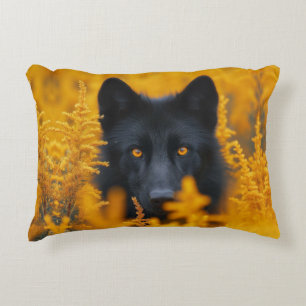 Black Dog with Stunning Gold Eyes Accent Pillow