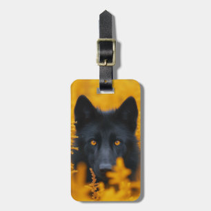 Black Dog with Stunning Gold Eyes Luggage Tag