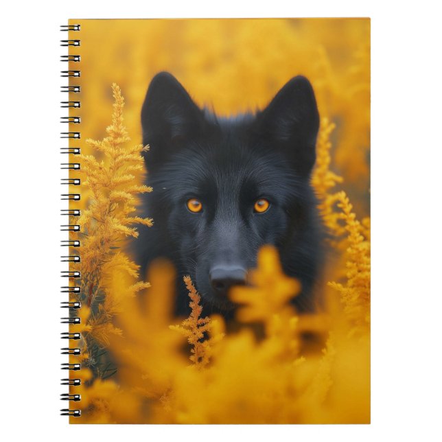 Black Dog with Stunning Gold Eyes Notebook (Front)
