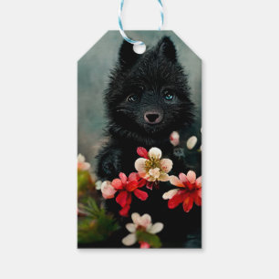 Black doggy puppy cute dog   gift tag