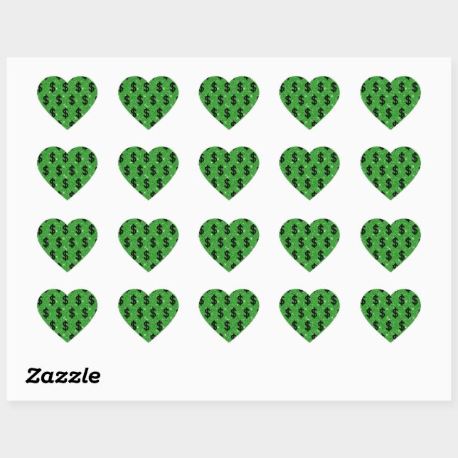 Black Dollar Sign Money Entrepreneur Wall Street Heart Sticker (Sheet)