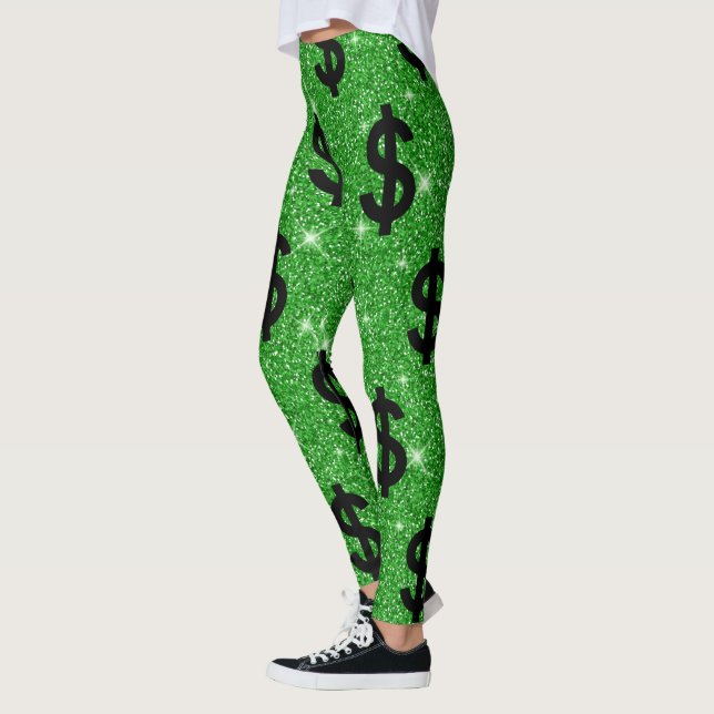 Black Dollar Sign Money Entrepreneur Wall Street Leggings (Left)