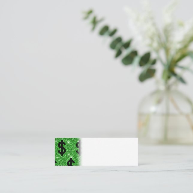Black Dollar Sign Money Entrepreneur Wall Street Mini Business Card (Standing Front)