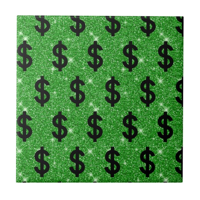 Black Dollar Sign Money Entrepreneur Wall Street Tile (Front)