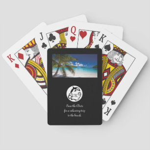 Black Dolphin Silhouette Monogram Photo Playing Cards